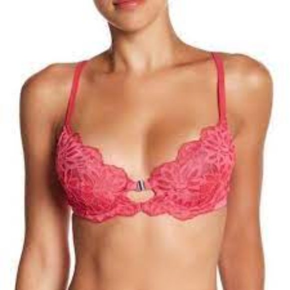 Free People Other - Free People Raspberry Heart Lace Front Closure Demi Bra NWT 32B